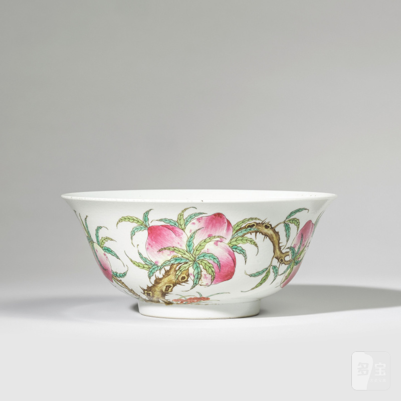 清光緒 粉彩九桃盌 「大清光緒年製」款 | BOL EN PORCELAINE DE LA FAMILLE ROSE - 图1